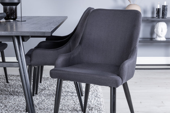 Venture Home Sleek Extentiontable Black Brushed - 195*95+Plaza Dining Chair - Black Legs - Black Fabric_6