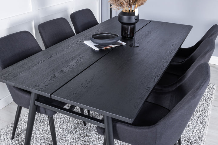 Venture Home Sleek Extentiontable Black Brushed - 195*95+Plaza Dining Chair - Black Legs - Black Fabric_6