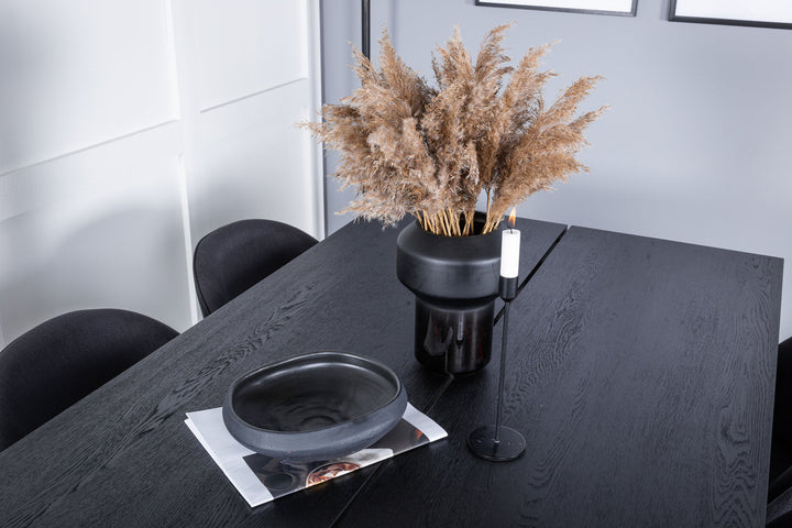 Venture Home Sleek Extentiontable Black Brushed - 195*95+Velvet Dining Chiar - Black legs- Black Fabric_6