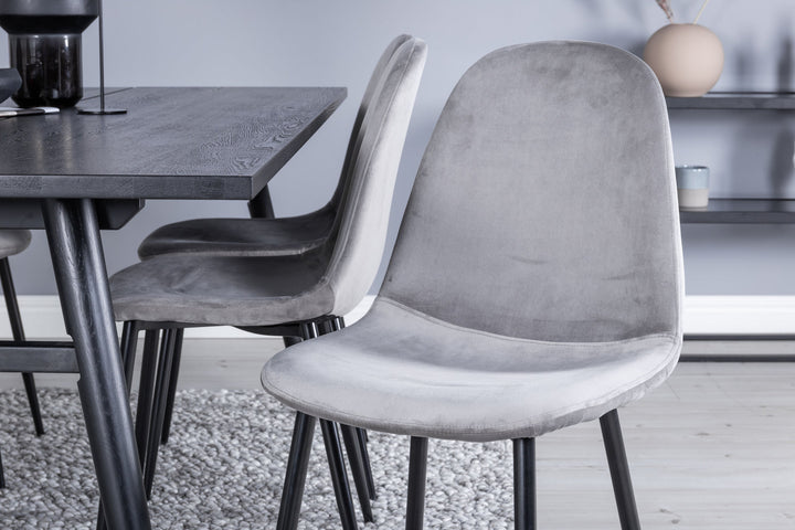 Venture Home Sleek Extentiontable Black Brushed - 195*95+Polar Dining Chair - Black legs / Light Grey Velvet (ersätter 19902-885)_6