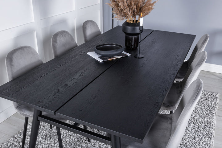Venture Home Sleek Extentiontable Black Brushed - 195*95+Polar Dining Chair - Black legs / Light Grey Velvet (ersätter 19902-885)_6