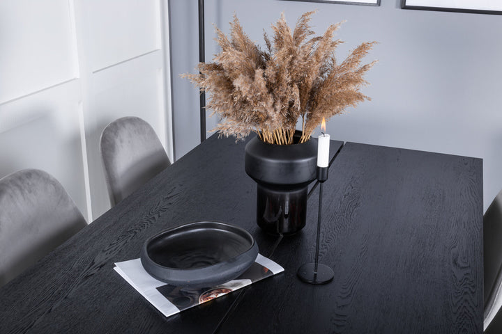 Venture Home Sleek Extentiontable Black Brushed - 195*95+Polar Dining Chair - Black legs / Light Grey Velvet (ersätter 19902-885)_6