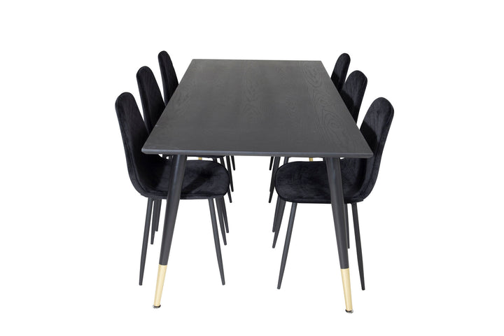 Venture Home Dipp Dining Table - 180*90cm - Black / Black Brass+Polar Diamond Dining Chair - Black Legs - Black Velvet_6