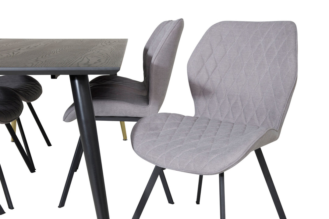 Venture Home Dipp Dining Table - 180*90cm - Black / Black Brass+Gemma Dining Chair - Black Legs - Grey Fabric_6