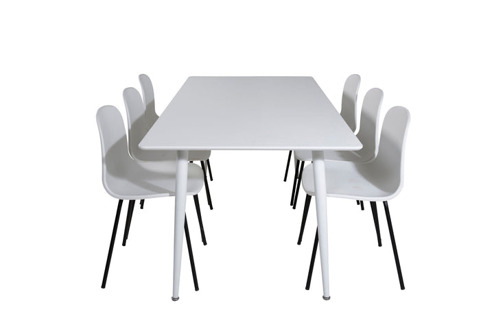 Venture Home Polar Dining table 180 cm - White top / White Legs+Arctic Dining Chair - Black Legs - White Plastic_6