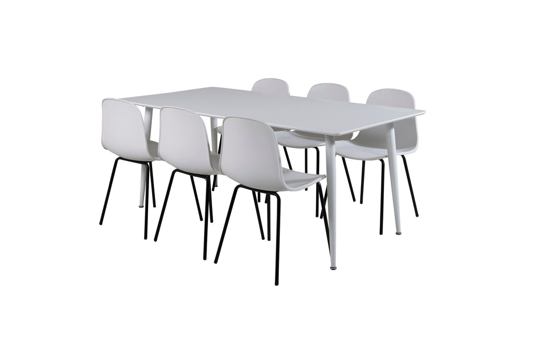 Venture Home Polar Dining table 180 cm - White top / White Legs+Arctic Dining Chair - Black Legs - White Plastic_6