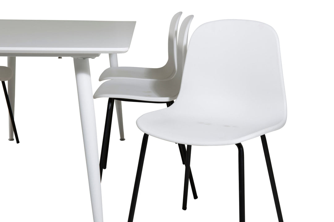 Venture Home Polar Dining table 180 cm - White top / White Legs+Arctic Dining Chair - Black Legs - White Plastic_6