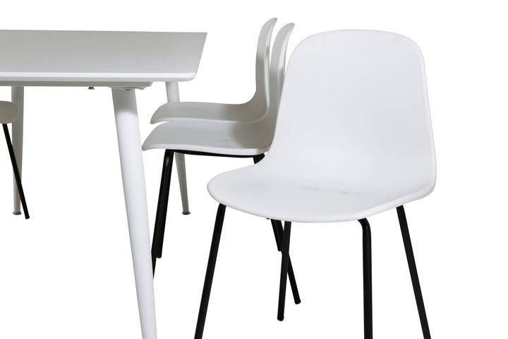 Venture Home Polar Dining table 180 cm - White top / White Legs+Arctic Dining Chair - Black Legs - White Plastic_6