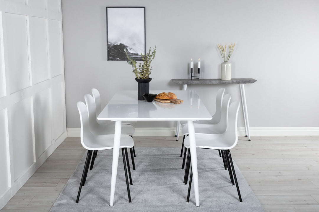 Venture Home Polar Dining table 180 cm - White top / White Legs+Arctic Dining Chair - Black Legs - White Plastic_6