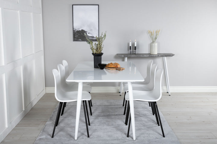 Venture Home Polar Dining table 180 cm - White top / White Legs+Arctic Dining Chair - Black Legs - White Plastic_6