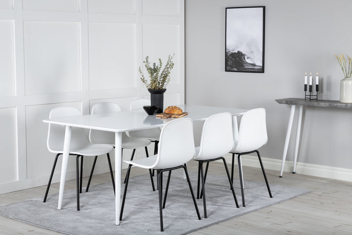 Venture Home Polar Dining table 180 cm - White top / White Legs+Arctic Dining Chair - Black Legs - White Plastic_6
