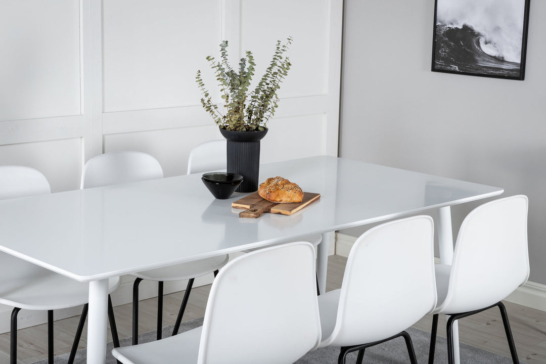 Venture Home Polar Dining table 180 cm - White top / White Legs+Arctic Dining Chair - Black Legs - White Plastic_6
