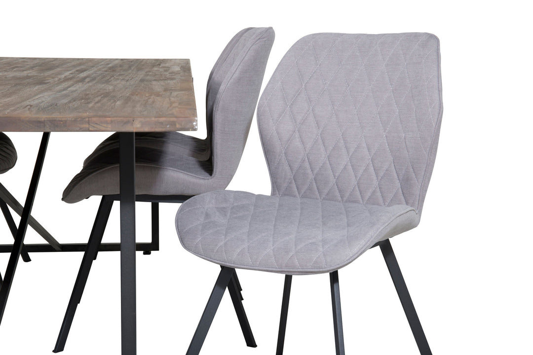 Venture Home Padang Dining Table - 250*100*H76 - Dark Teak / Black+Gemma Dining Chair - Black Legs - Grey Fabric_6