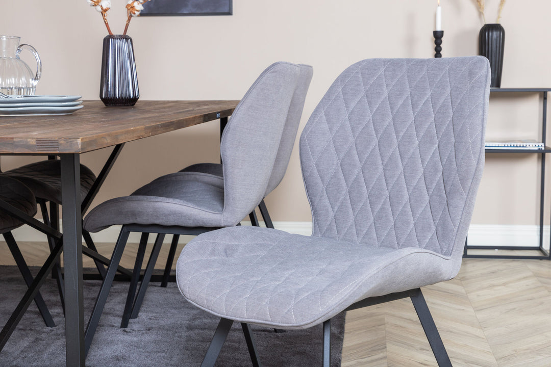 Venture Home Padang Dining Table - 250*100*H76 - Dark Teak / Black+Gemma Dining Chair - Black Legs - Grey Fabric_6