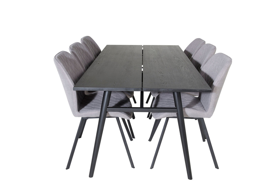 Venture Home Sleek Extentiontable Black Brushed - 195*95+Gemma Dining Chair - Black Legs - Grey Fabric_6