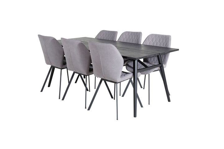 Venture Home Sleek Extentiontable Black Brushed - 195*95+Gemma Dining Chair - Black Legs - Grey Fabric_6