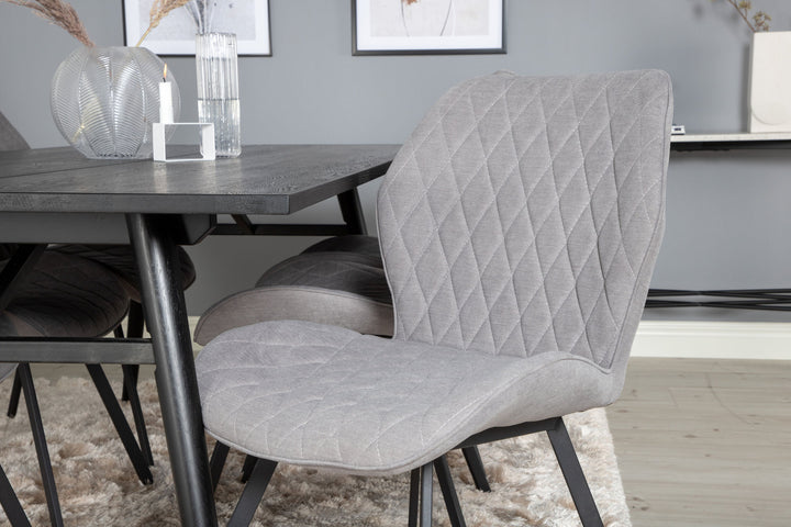 Venture Home Sleek Extentiontable Black Brushed - 195*95+Gemma Dining Chair - Black Legs - Grey Fabric_6