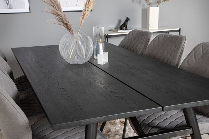 Venture Home Sleek Extentiontable Black Brushed - 195*95+Gemma Dining Chair - Black Legs - Grey Fabric_6
