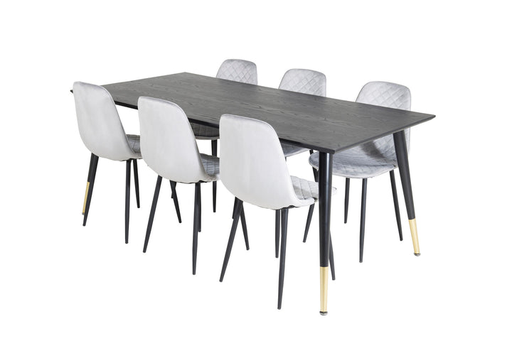 Venture Home Dipp Dining Table - 180*90cm - Black / Black Brass+Polar Diamond Dining Chair - Black Legs - Grey Velvet_6