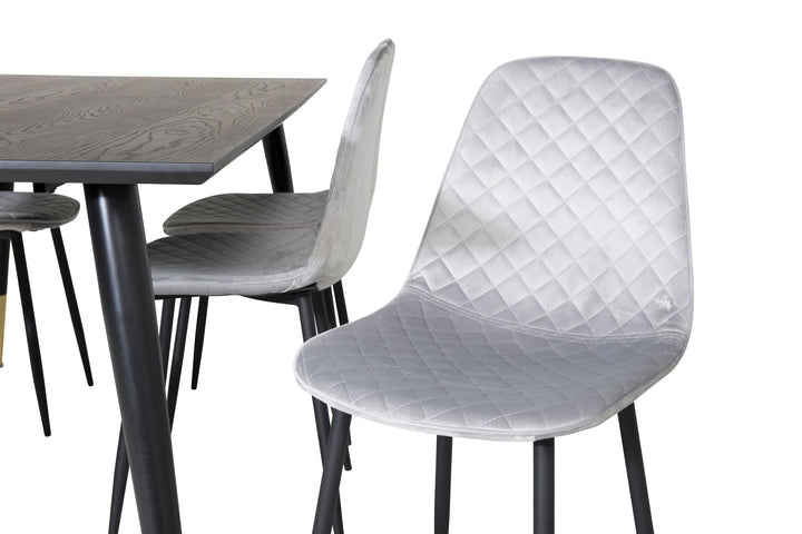 Venture Home Dipp Dining Table - 180*90cm - Black / Black Brass+Polar Diamond Dining Chair - Black Legs - Grey Velvet_6