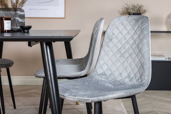Venture Home Dipp Dining Table - 180*90cm - Black / Black Brass+Polar Diamond Dining Chair - Black Legs - Grey Velvet_6