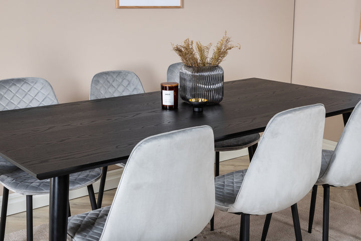 Venture Home Dipp Dining Table - 180*90cm - Black / Black Brass+Polar Diamond Dining Chair - Black Legs - Grey Velvet_6