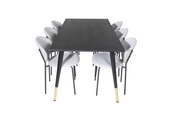Venture Home Dipp Dining Table - 180*90cm - Black / Black Brass+Vault Dining Chair - Black Legs - Grey Fabric_6