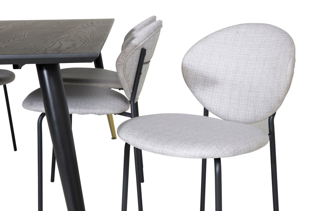 Venture Home Dipp Dining Table - 180*90cm - Black / Black Brass+Vault Dining Chair - Black Legs - Grey Fabric_6