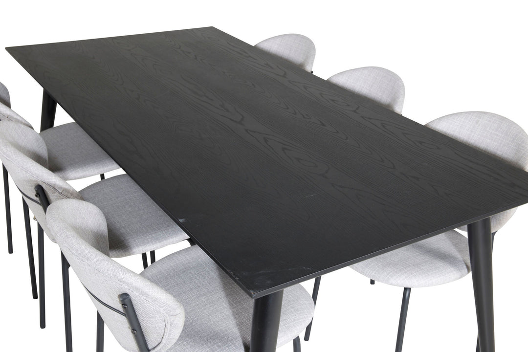 Venture Home Dipp Dining Table - 180*90cm - Black / Black Brass+Vault Dining Chair - Black Legs - Grey Fabric_6