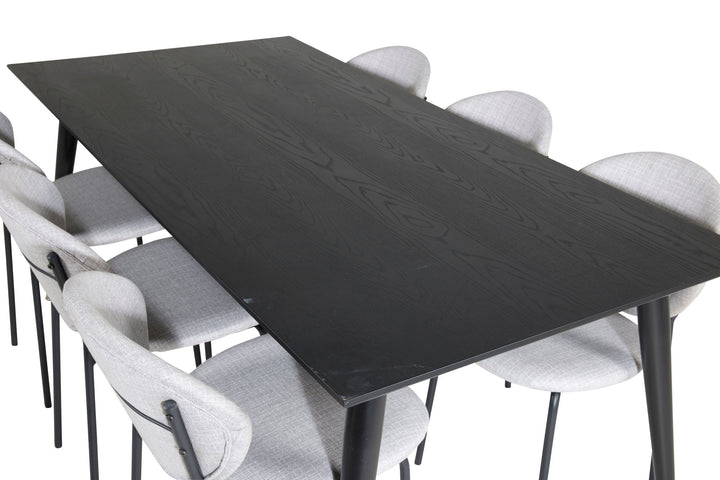 Venture Home Dipp Dining Table - 180*90cm - Black / Black Brass+Vault Dining Chair - Black Legs - Grey Fabric_6
