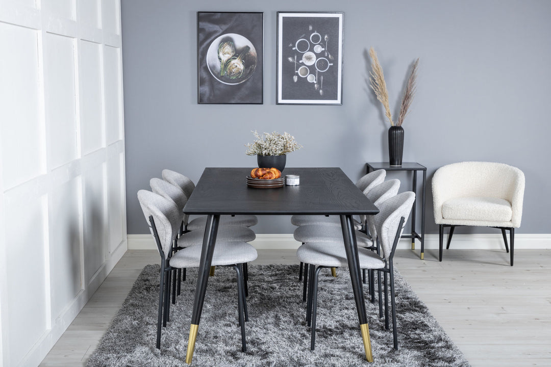 Venture Home Dipp Dining Table - 180*90cm - Black / Black Brass+Vault Dining Chair - Black Legs - Grey Fabric_6