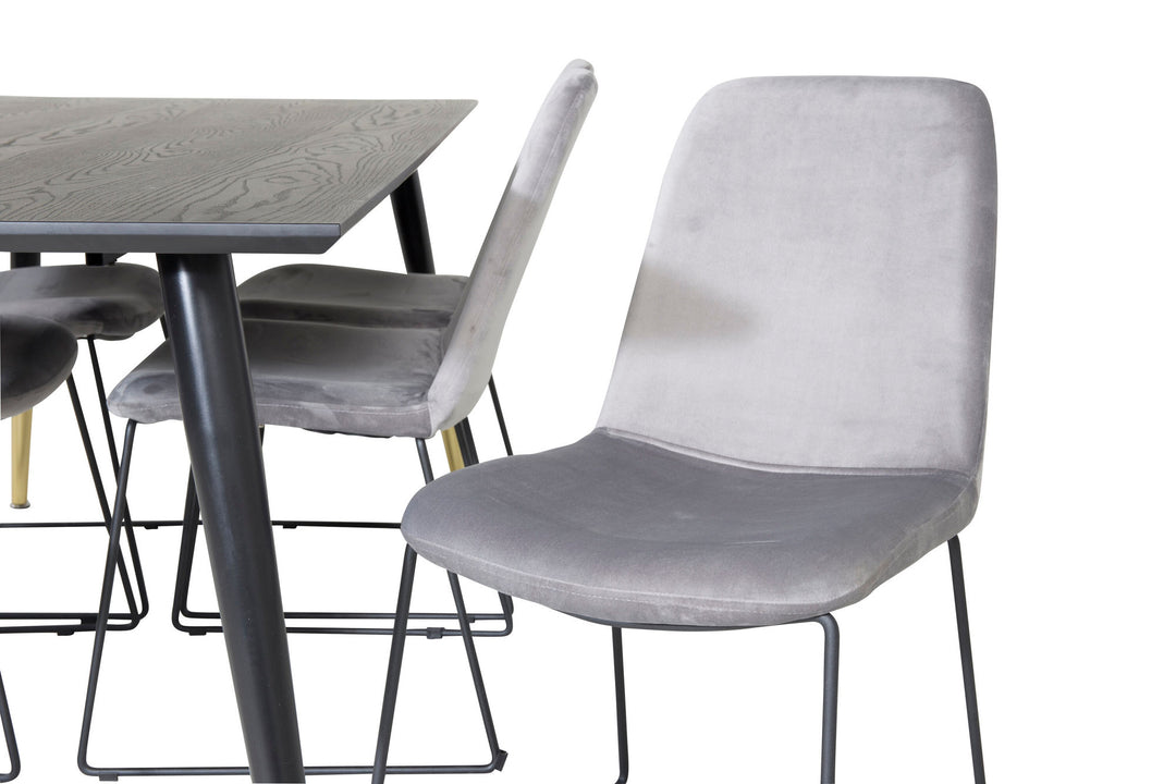 Venture Home Dipp Dining Table - 180*90cm - Black / Black Brass+Muce Dining Chair - Black Legs - Grey Velvet_6
