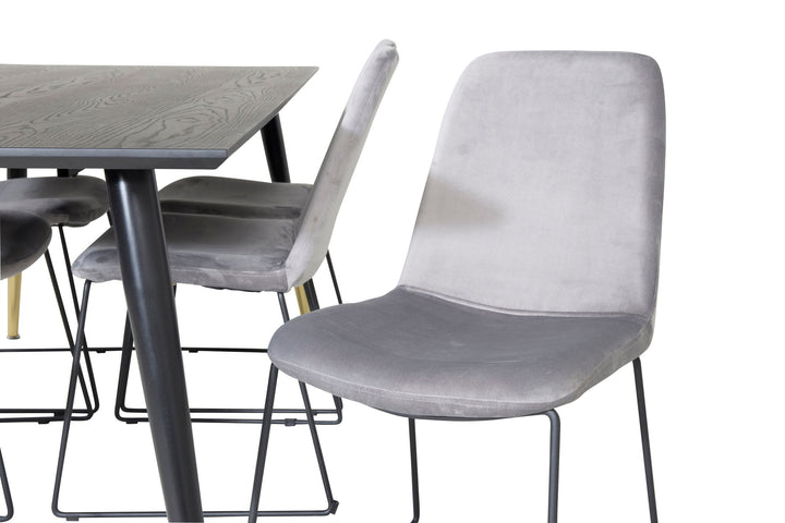 Venture Home Dipp Dining Table - 180*90cm - Black / Black Brass+Muce Dining Chair - Black Legs - Grey Velvet_6