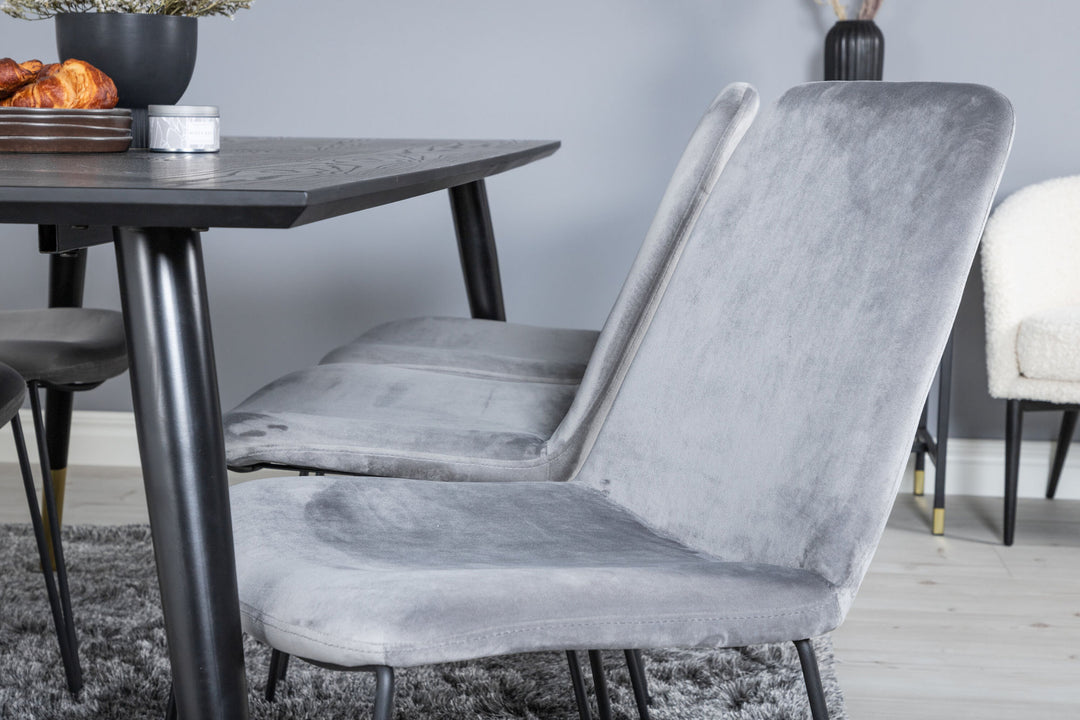 Venture Home Dipp Dining Table - 180*90cm - Black / Black Brass+Muce Dining Chair - Black Legs - Grey Velvet_6