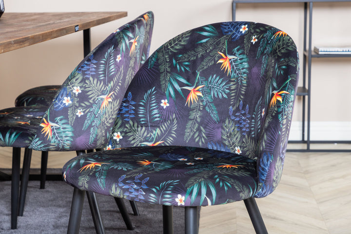 Venture Home Padang Dining Table - 250*100*H76 - Dark Teak / Black+Velvet Dining Chair - Black Flower fabric_6