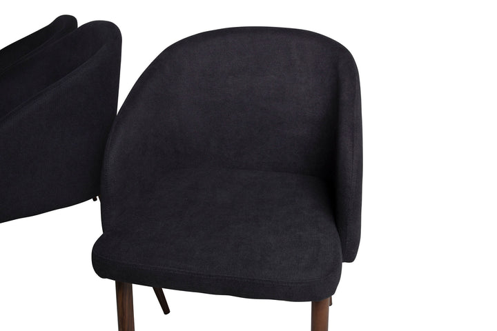 Venture Home Marina Dining Table - Black top / Black Legs +Arch Dining Chair - Walnut Legs - Black Fabric_6