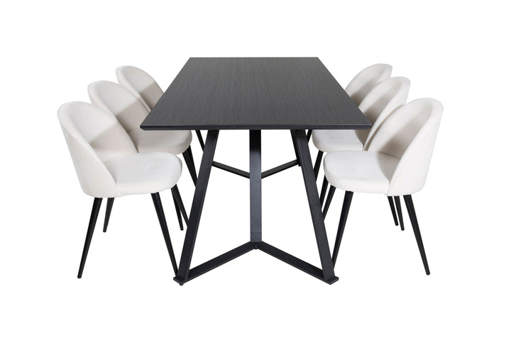 Venture Home Marina Dining Table - Black top / Black Legs +Velvet Dining Chair Corduroy - Beige / Black_6
