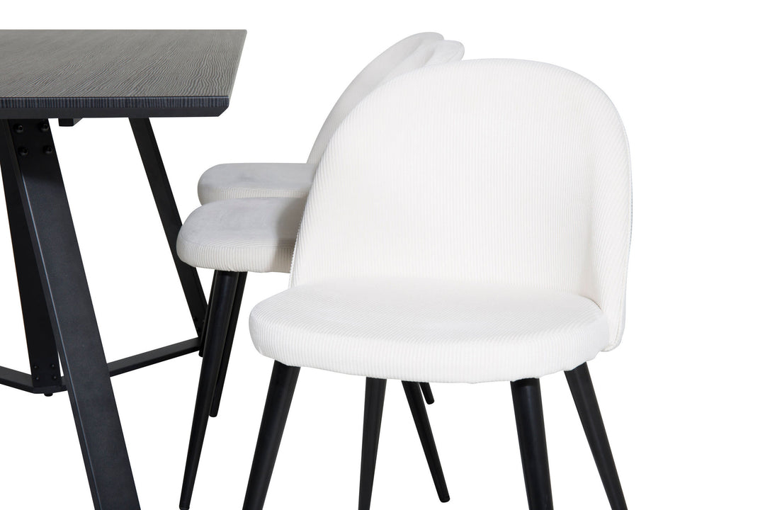 Venture Home Marina Dining Table - Black top / Black Legs +Velvet Dining Chair Corduroy - Beige / Black_6