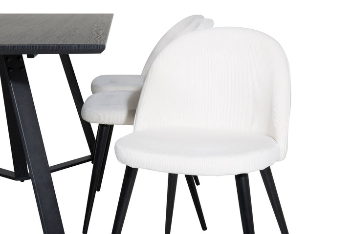 Venture Home Marina Dining Table - Black top / Black Legs +Velvet Dining Chair Corduroy - Beige / Black_6