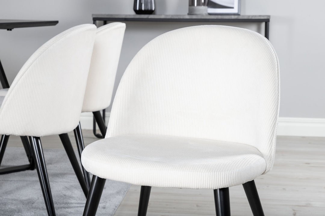 Venture Home Marina Dining Table - Black top / Black Legs +Velvet Dining Chair Corduroy - Beige / Black_6
