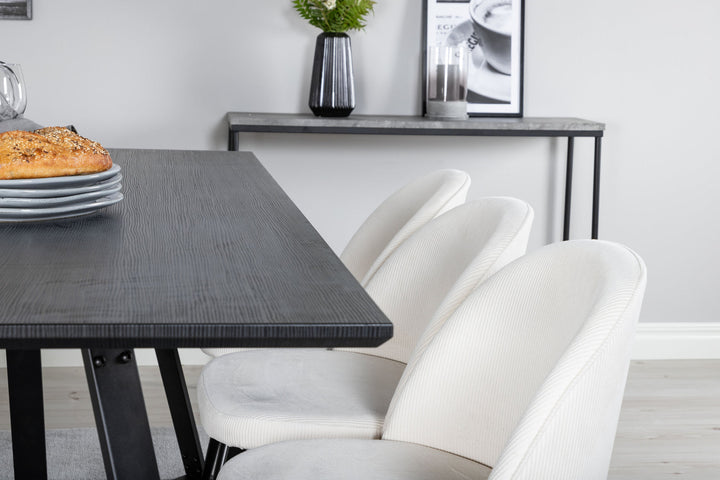 Venture Home Marina Dining Table - Black top / Black Legs +Velvet Dining Chair Corduroy - Beige / Black_6