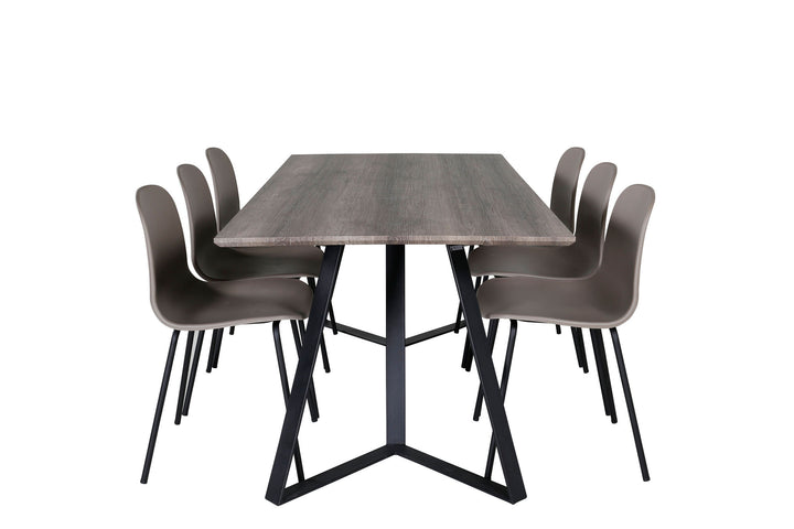 Venture Home Marina Dining Table - 180*90*H75 - Grey / Black+Arctic Dining Chair - Black Legs - Khaki Plastic_6
