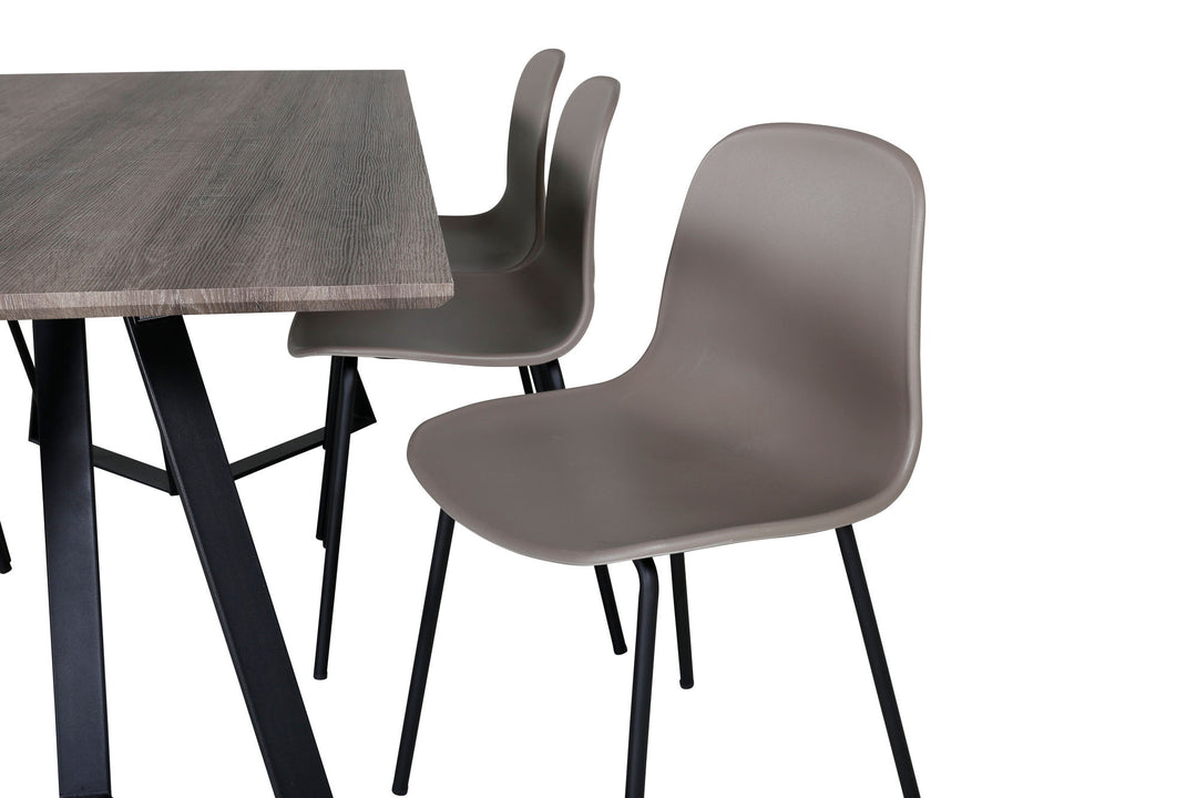 Venture Home Marina Dining Table - 180*90*H75 - Grey / Black+Arctic Dining Chair - Black Legs - Khaki Plastic_6