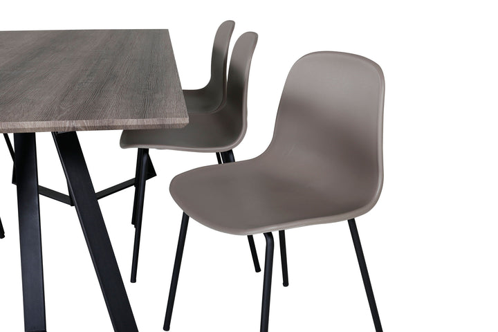 Venture Home Marina Dining Table - 180*90*H75 - Grey / Black+Arctic Dining Chair - Black Legs - Khaki Plastic_6
