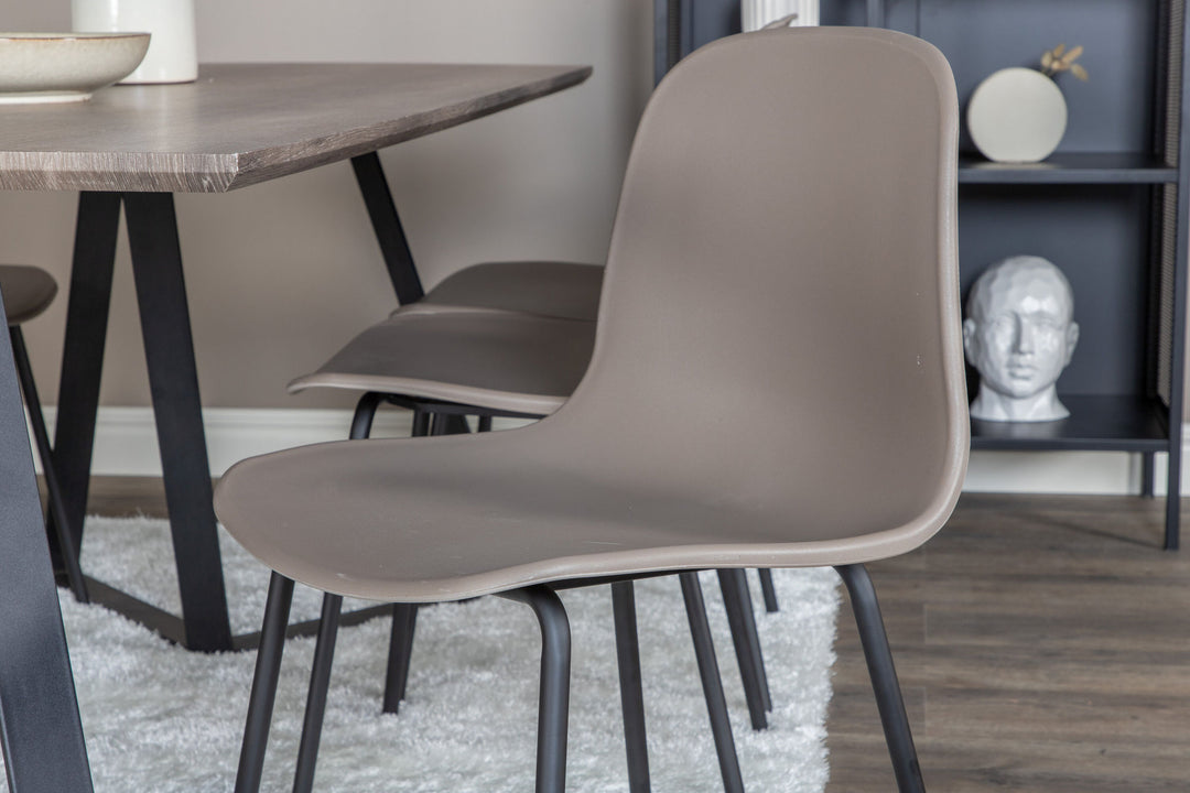 Venture Home Marina Dining Table - 180*90*H75 - Grey / Black+Arctic Dining Chair - Black Legs - Khaki Plastic_6