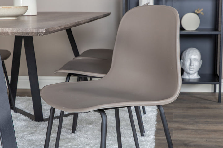 Venture Home Marina Dining Table - 180*90*H75 - Grey / Black+Arctic Dining Chair - Black Legs - Khaki Plastic_6