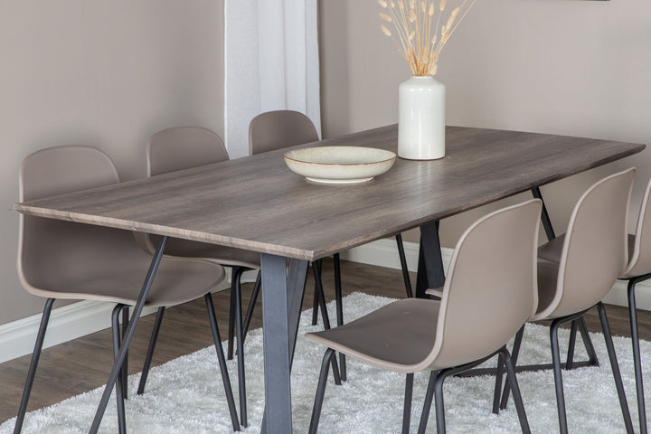Venture Home Marina Dining Table - 180*90*H75 - Grey / Black+Arctic Dining Chair - Black Legs - Khaki Plastic_6