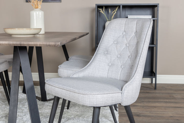 Venture Home Marina Dining Table - 180*90*H75 - Grey / Black+Velvet Deluxe Dining Chair - Black Legs - Light Grey Fabric_6