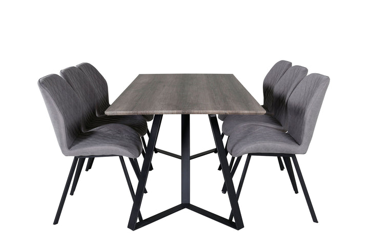 Venture Home Marina Dining Table - 180*90*H75 - Grey / Black+Gemma Dining Chair - Black Legs - Grey Fabric_6