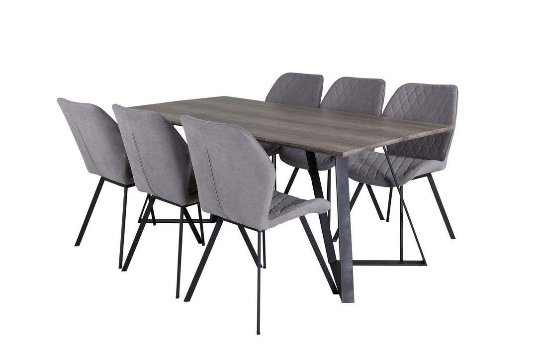 Venture Home Marina Dining Table - 180*90*H75 - Grey / Black+Gemma Dining Chair - Black Legs - Grey Fabric_6